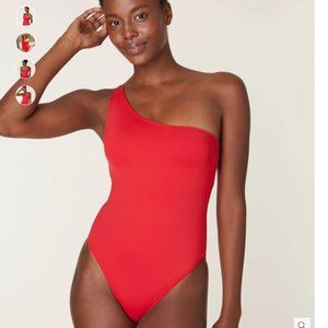 Andie one shoulder nantucket swimsuit in cherry red XS